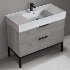 Modern Bathroom Vanity, 40 inch, Marble Style Sink, Free Standing